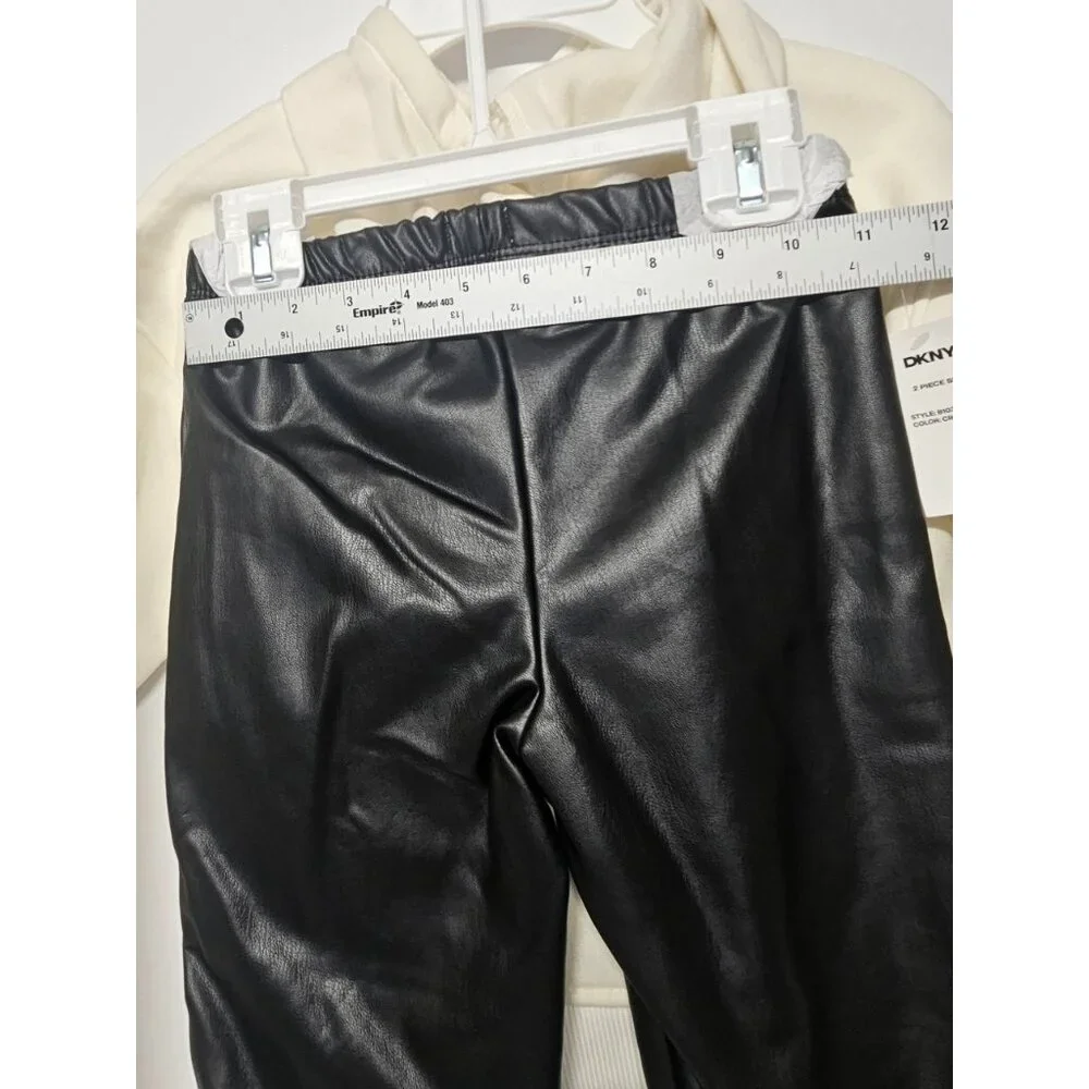DKNY Girls Size 6 2 Pc‎ Outfit, Sparkling Stone Like Hoodie, Leather Like Pants